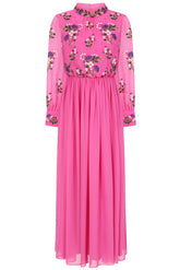 Freya Pink Floral Embroidered Midaxi Dress